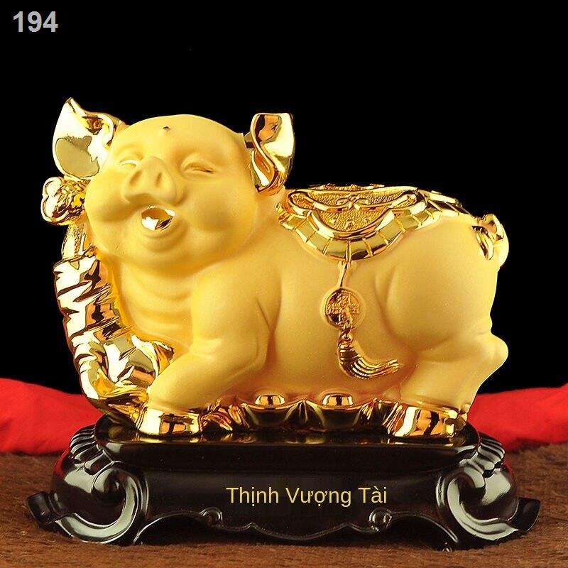 【bán chạy】Zodiac Golden Pig Trang trí Phong thủyy mắn Lợn Nhà phòng khách Tủ rượu Năm Quà tặng Thủ công