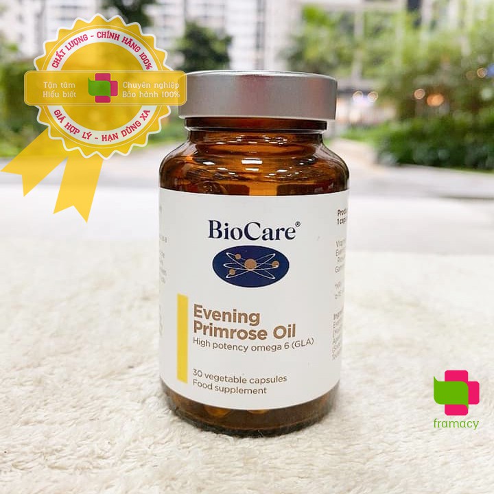 Tinh dầu Hoa anh thảo BioCare Evening Primrose Oil, Anh (30 viên) làm đẹp da tóc, cân bằng nội tiết cho phụ nữ, mẹ bầu