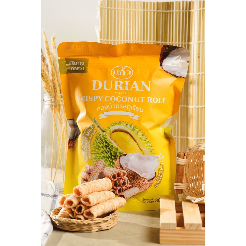 Bánh Cuộn Dừa Nhập Khẩu Thái Lan Vị Sầu Riêng Túi Zip
