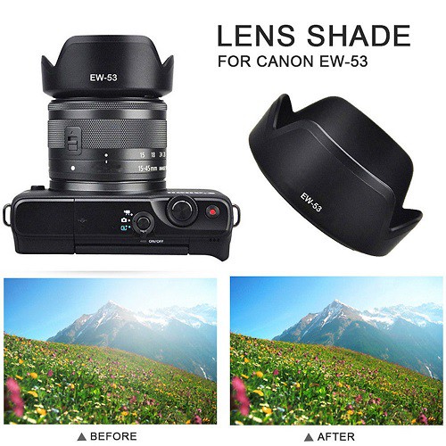 Loa che nắng Hood EW-53 cho máy ảnh Canon M10 M50 ống kính kit 15-45mm