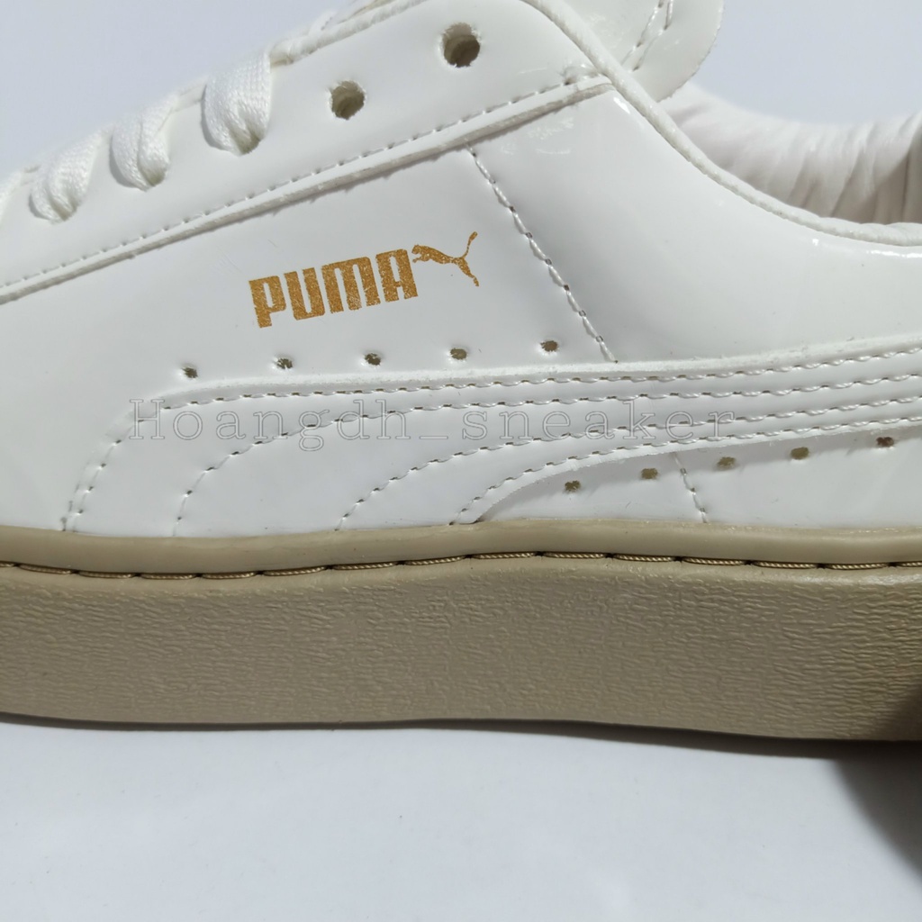 Giày Thể Thao Sneaker Nữ 𝐏𝐮𝐦𝐚 Trắng, Giày 𝐏𝐮𝐦𝐚 Da Bóng Đế Nâu Độn Đế Tăng Chiều Cao Hàng 1:1