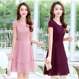 [MẪU ĐẦM HOT] ĐẦM VOAN DÁNG XÒE ĐÍNH  HOA HAI MÀU HỒNG VÀ ĐEN ĐỦ SIZE M L XL 2XL - XƯỞNG ĐẦM THÙY DƯƠNG - 75496