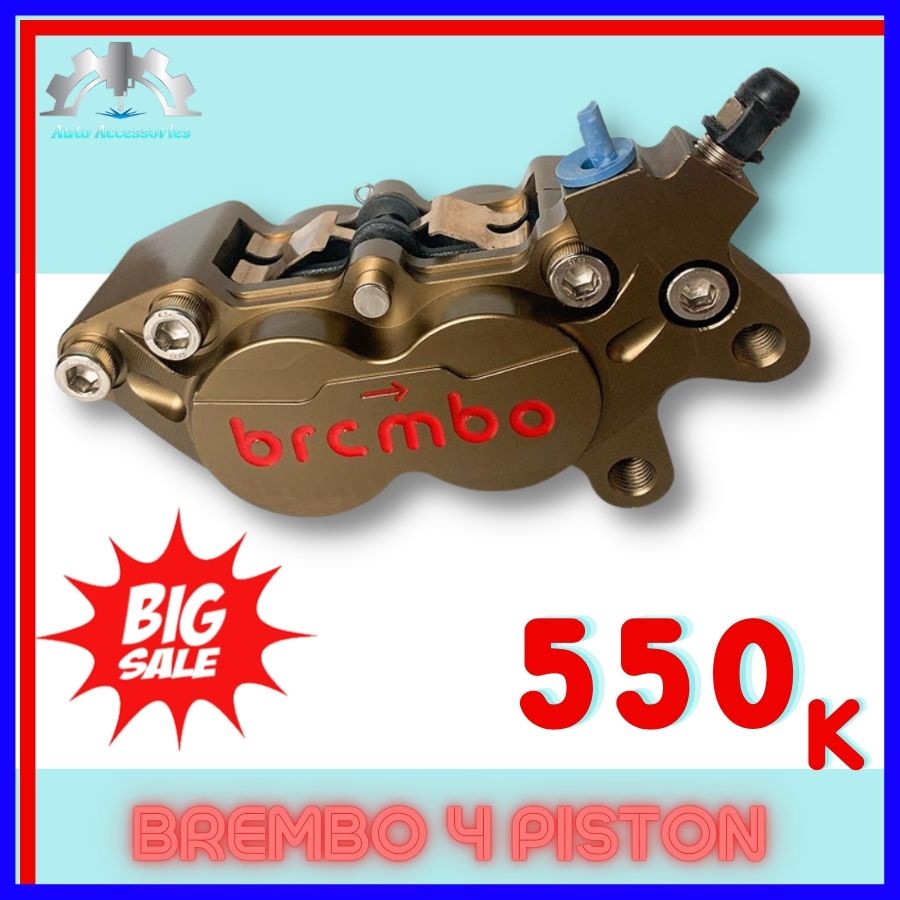 Heo dầu BRCMBE 4piston, Có Pát CNC cả Trước và Sau cho tất cả các dòng xe, size đĩa Zin, 220mm, 245mm, 260mm, 290mm