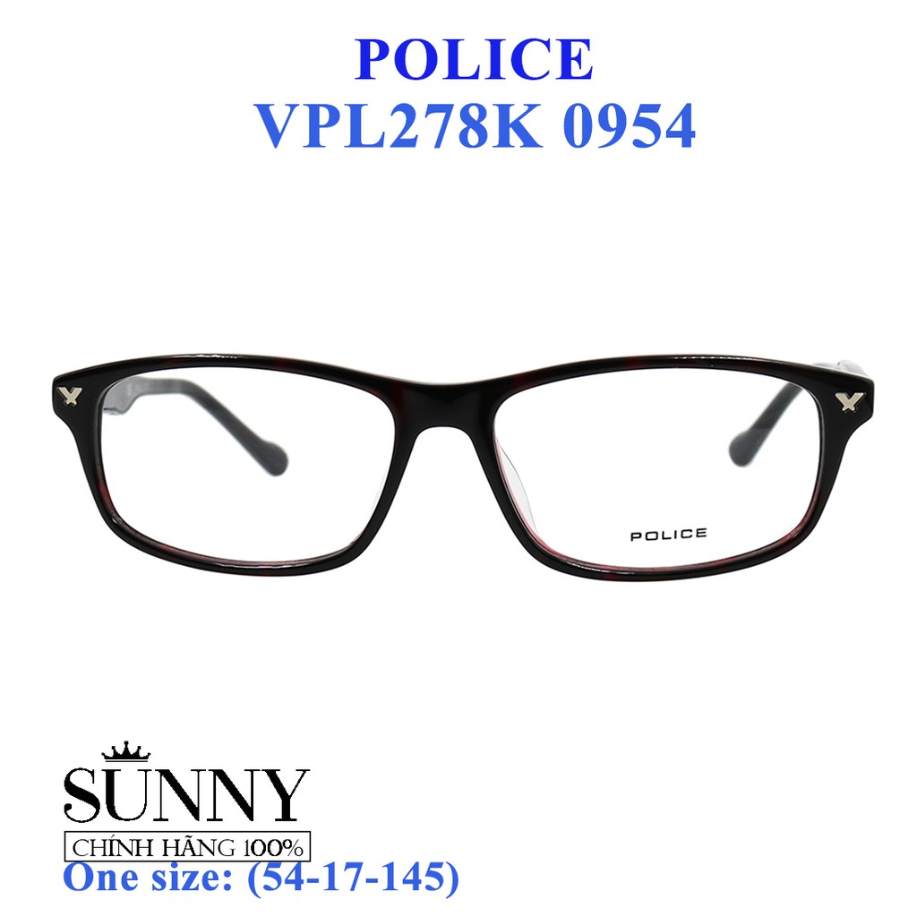 Gọng kính thời trang chính hãng nhiều màu Police VPL278K, thiết kế dễ đeo bảo vệ mắt