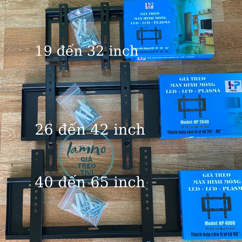 Giá treo tivi cố định hỗ trợ kích thước TV 19-65 inch đi kèm ốc vít