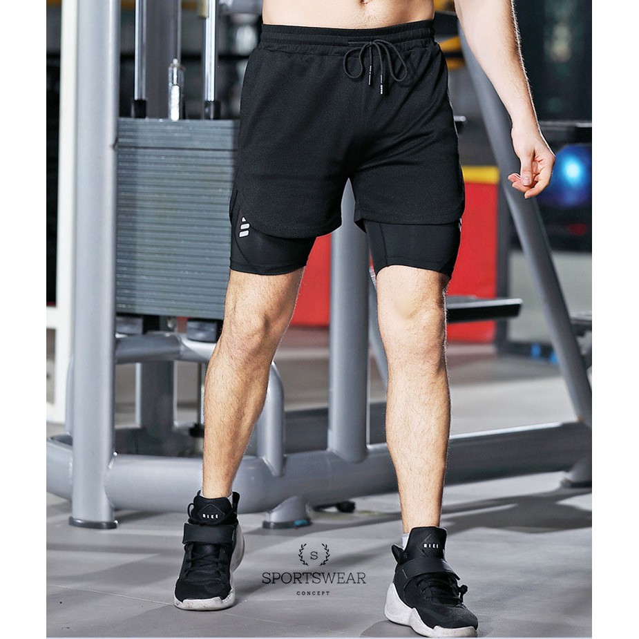 QUẦN TẬP GYM NAM FITNESS RUNNING 2 LỚP CAO CẤP SPORTSWEAR CONCEPT PHÙ HỢP NHIỀU MÔN THỂ THAO CO GIÃN VÀ KHÔ THOÁNG NHANH