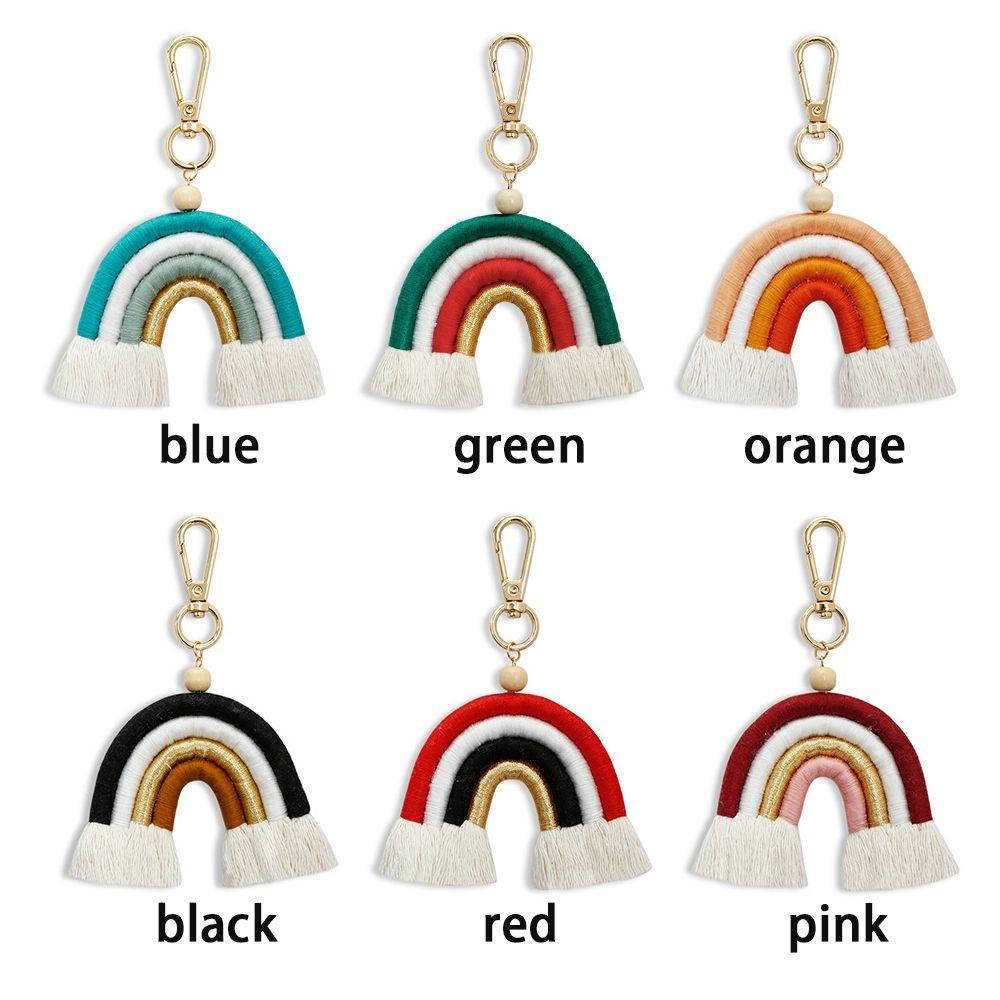 Giá Đỡ Vòng Nhẫn Dệt Thủ Công Màu Cầu Vồng Treo Xe Hơi