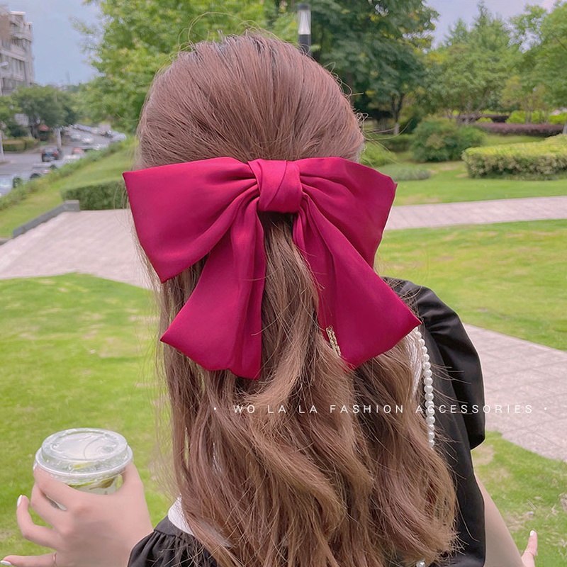 Kẹp Tóc Nơ Vải Satin Cỡ Lớn Kiểu Hàn Quốc Xinh Xắn