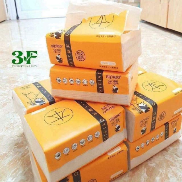 30 GÓI GIẤY ĂN NỘI ĐỊA TRUNG SIPIAO CAO CẤP 3 LỚP SIÊU DAI, ĐƯỢC LÀM BẰNG BỘT TRÚC NGUYÊN SINH, SỬ DỤNG CHO CẢ NHÀ