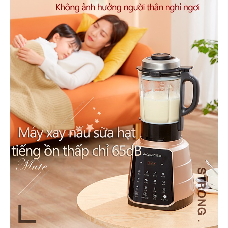 Máy xay nấu sữa hạt, máy xay sinh tố đa năng CHIGAO-ZG-TJ503 dung tích 1.75 lít chống rung tiếng ồn thấp HM59