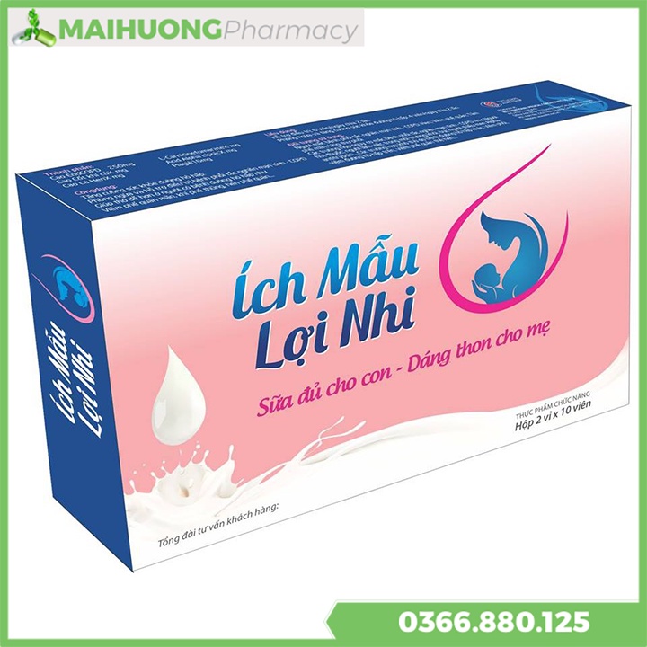 Ích Mẫu Lợi Nhi hộp 20 viên , Hỗ trợ tăng bài tiết sữa, nâng cao chất lượng và số lượng sữa