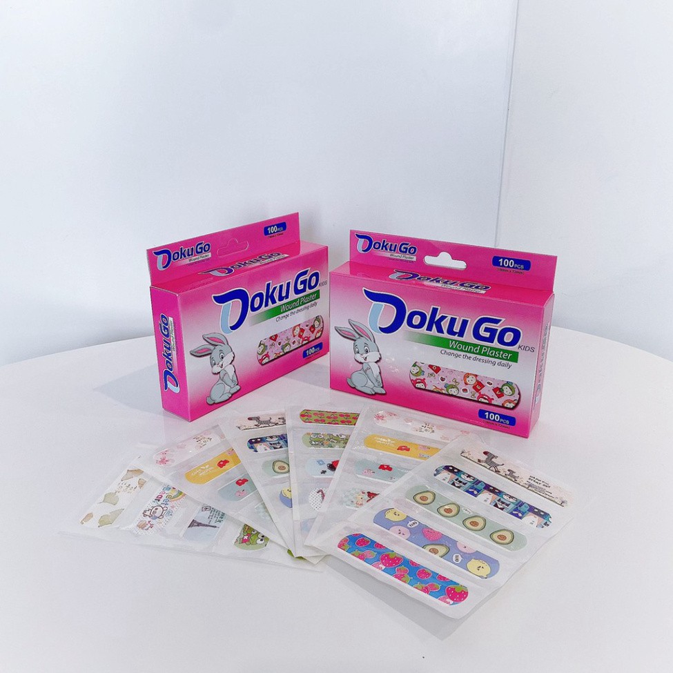 Băng keo cá nhân họa tiết DOKUGO - Hộp 100 miếng dễ thương