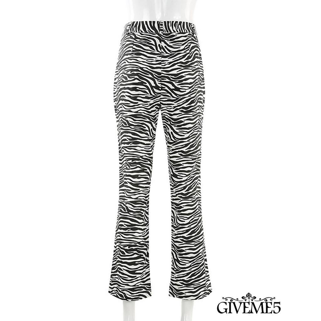 Quần Dài Lưng Cao In Họa Tiết Ngựa Vằn Thời Trang Xinh Xắn  Cho Nữ