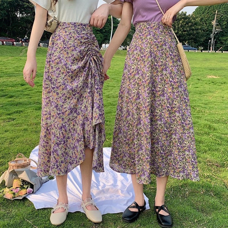 Tuyển tập chân váy hoa nhí dáng dài style Vintage nhiều mẫu đa dạng, màu sắc lung linh, chất voan mềm mịn mát