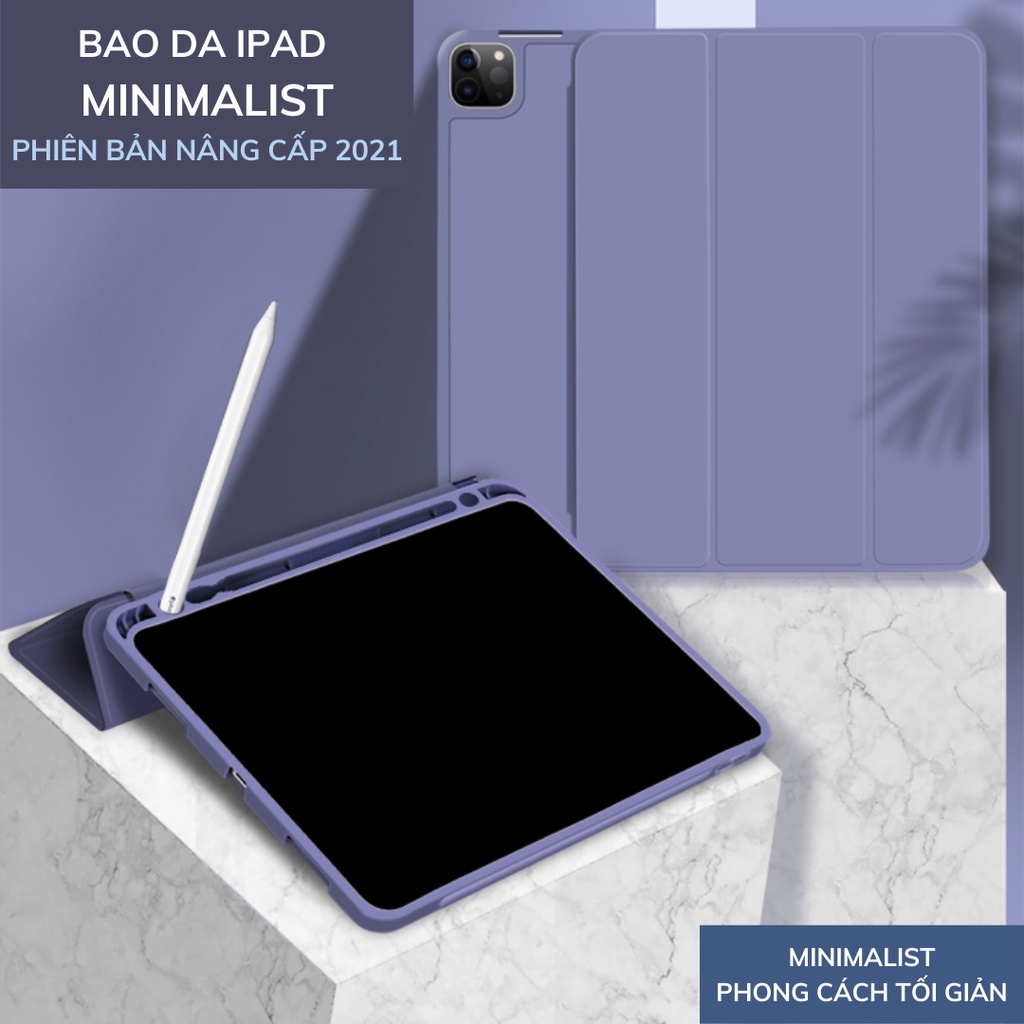 [Minimalist 2021] Cover iPad phong cách tối giản có khay đựng bút, bao da iPad Pro 11 12.9 10.5 Air 3 4 Mini 5 Gen 6 7 8