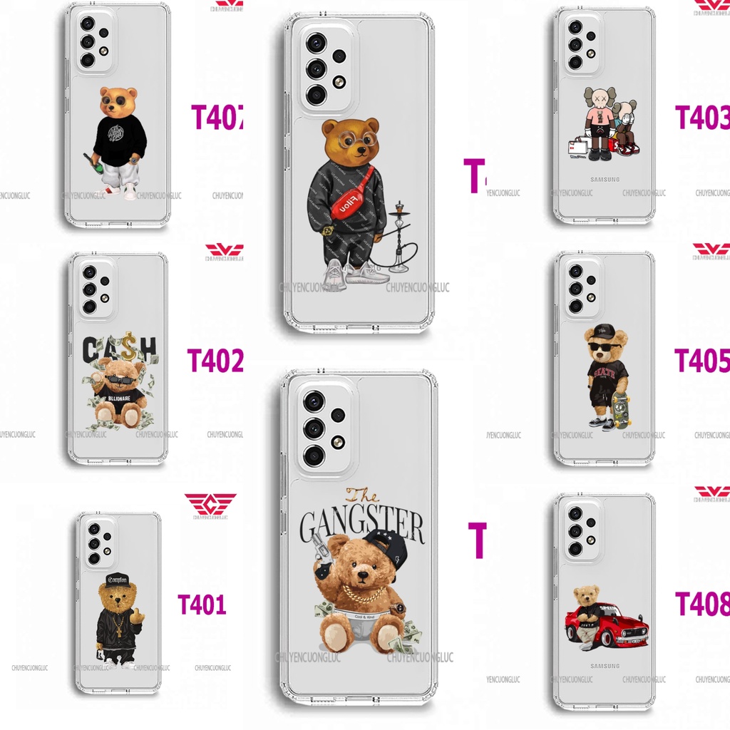 Ốp lưng samsung A12, A22, A33, A32, A52, A72 trong suốt in hình gấu cực chất T40