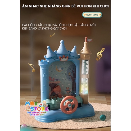 [Sỉ] Máy bắt hạt đậu, Máy bắt đậu hình lâu đài kèm vô lăng ôtô- có đèn-có nhạc- đồ chơi giáo dục vận động tay mắt cho bé