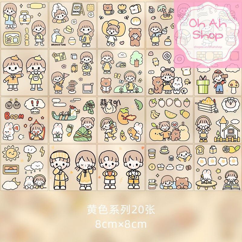 Sticker 1000 hình Hộp quà tặng dán hoạt hình trang trí sổ lưu niệm dễ thương Hộp Happy day