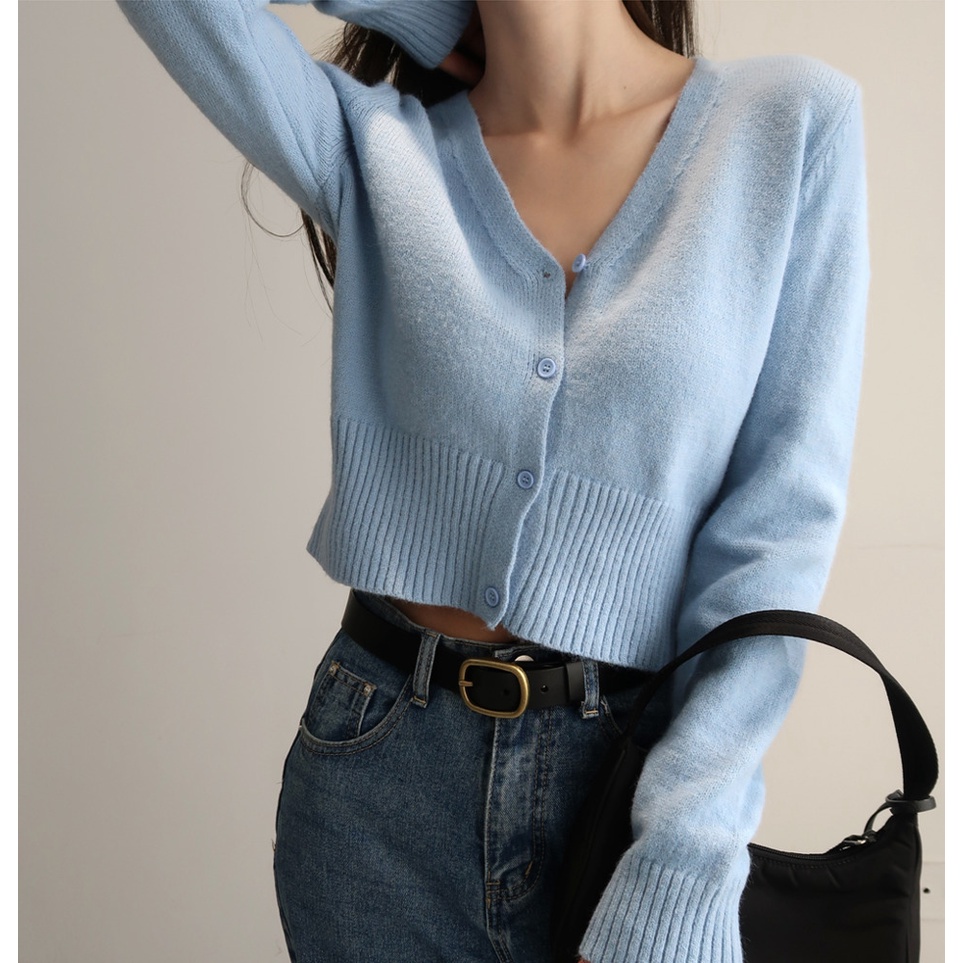 Áo Khoác Cardigan Dệt Kim Cổ Chữ V Thời Trang Cho Nữ