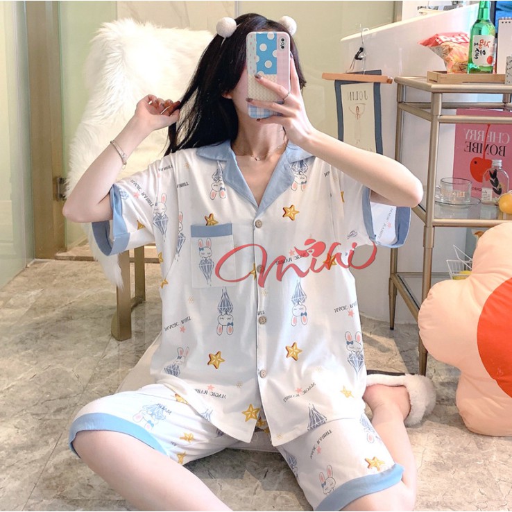 Bộ đồ bầu lửng sau sinh và cho con bú ti Pijama, Bộ ngủ cho mẹ quần áo bà bầu mặc nhà thời trang mùa hè chất đẹp Bigsize