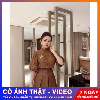 Áo Ren Bồng Nâu Tây 🌻 FREESHIP🌻 Giảm 30k Khi Nhập Mã [EMILY]  Áo Ren Sang Chảnh Tiểu Thư Cao Cấp Loại 1