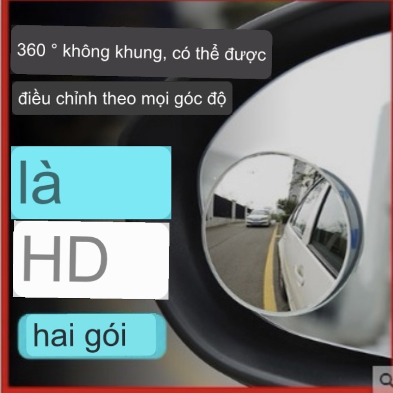 Combo 2 bộ Gương cầu lồi gắn kính chiếu hậu Ô Tô xoay 360 xoá điểm mù cho xe