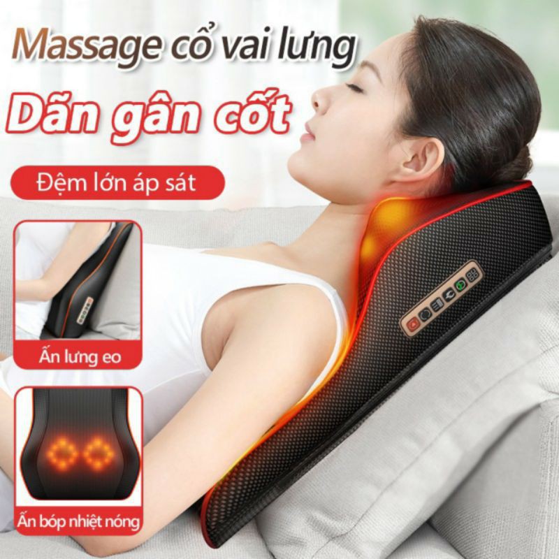 Gối massage 8 bi BENBO Thế hệ 2 mát xa cổ lưng vai gáy toàn thân đa năng cao cấp