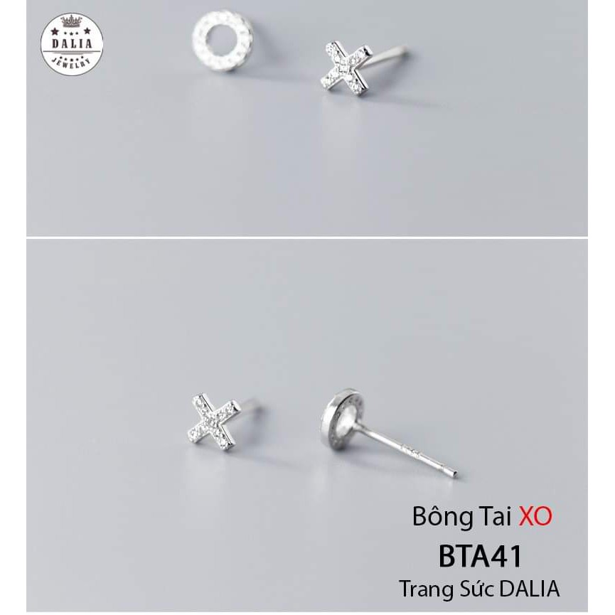 Bông tai bạc nữ chữ cái X O trò chơi tuổi thơ DaLiA Jewelry khuyên tai bạc 925 không gỉ