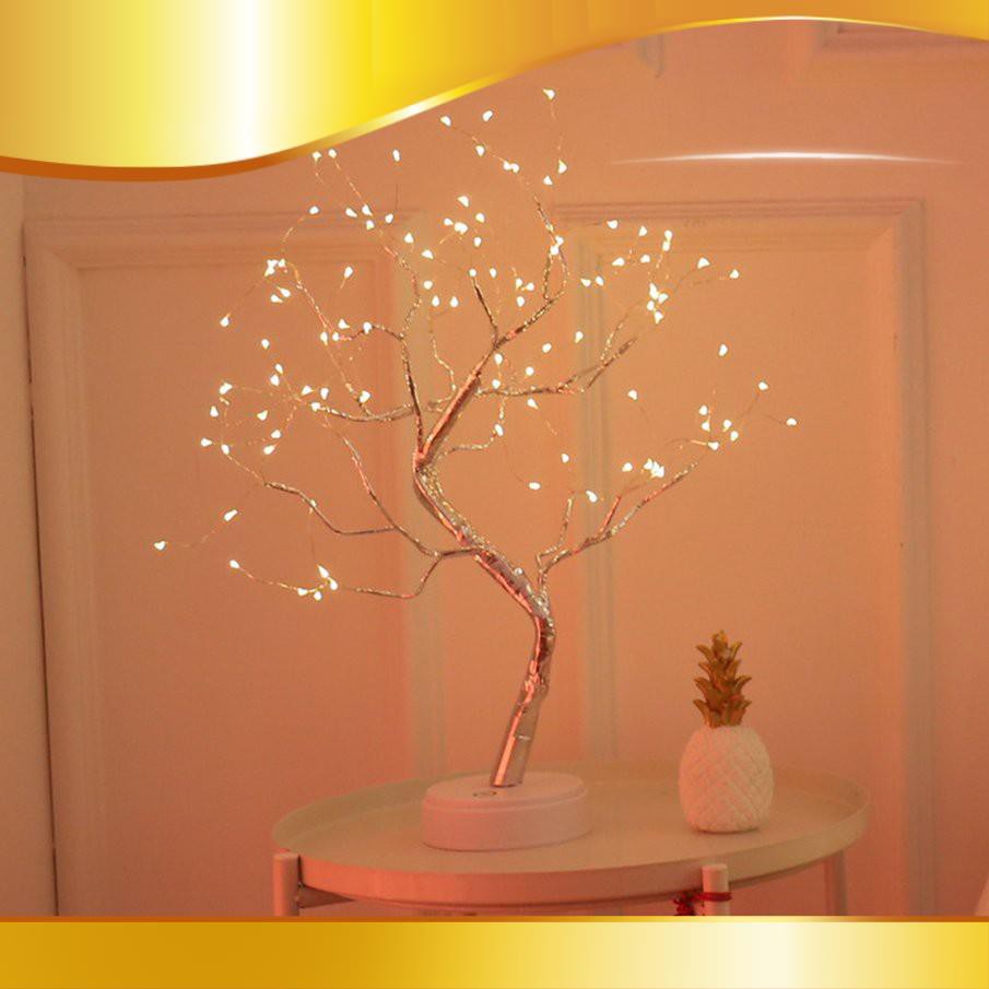 Đèn Led bàn hình cây / dây đồng dùng Pin hoặc USB cho phòng ngủ trang trí nội thất