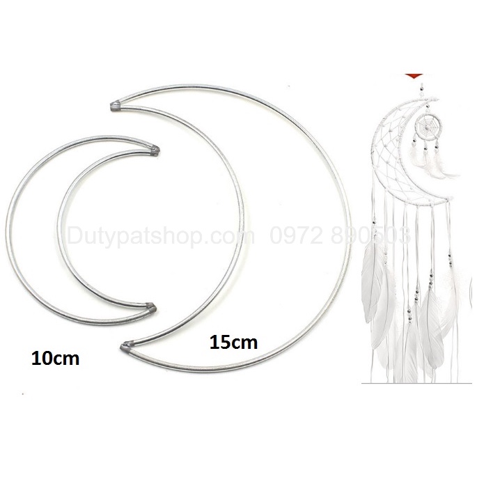 Vòng khung mặt trăng khuyết làm dreamcatcher