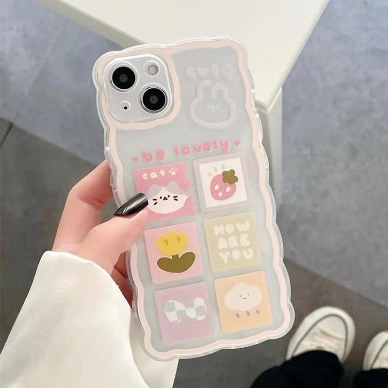 (SIÊU RẺ) Ốp lưng iphone viền sóng ô vuông be lovely 7plus/8/8plus/x/xr/xs/11/12/13/pro/max/plus/promax