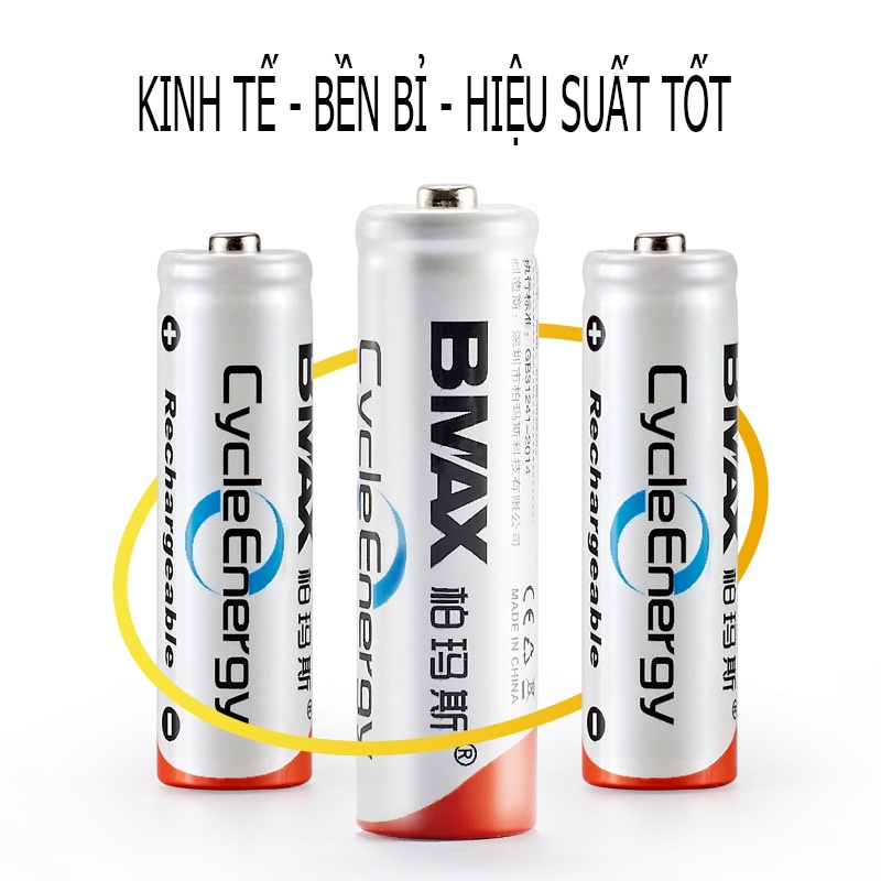 Pin tiểu AA sạc lại Bmax 1300mAh dung lượng thực