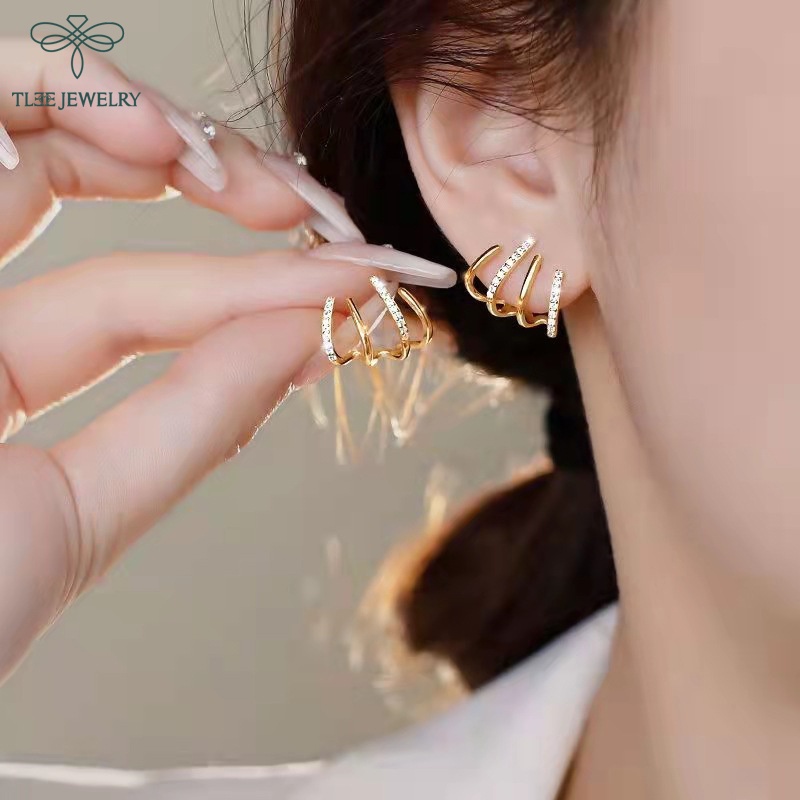 Khuyên tai bạc nữ TLEE mẫu bàn cao mẫu lạ TleeJewelry B0244