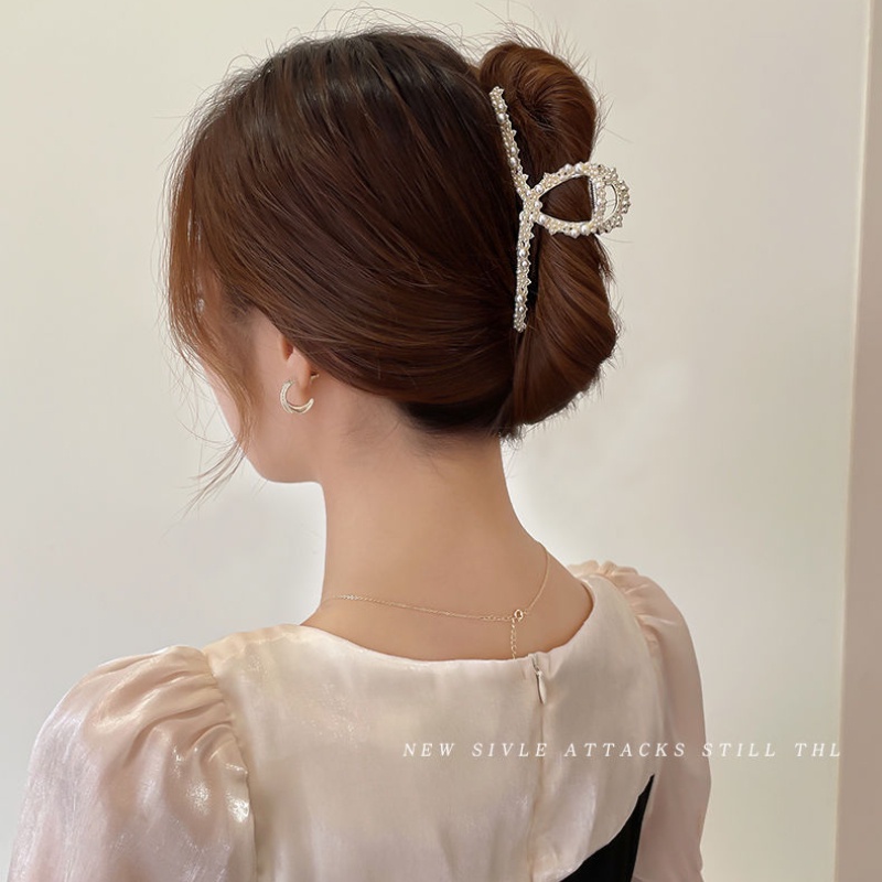 Kẹp Tóc Đính Ngọc Trai Thiết Kế Lưng Độc Đáo Thời Trang Cao Cấp Cho Nữ