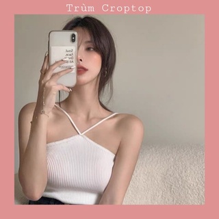 Áo Croptop Yếm Hai Dây 3 Màu Đen - Trắng - Hồng Form Nữ Basic Hàn Quốc