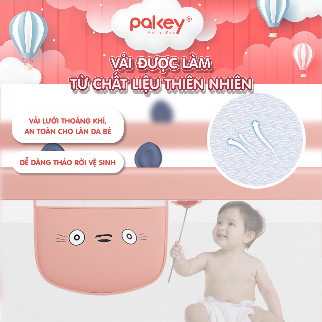[HỎA TỐC HCM] Thanh Chắn Giường PAKEY Chính Hãng - Chặn giường An Toàn Cho Bé Cao 90cm -105cm Nâng Hạ 1/ 2 Bên Tiện Lợi