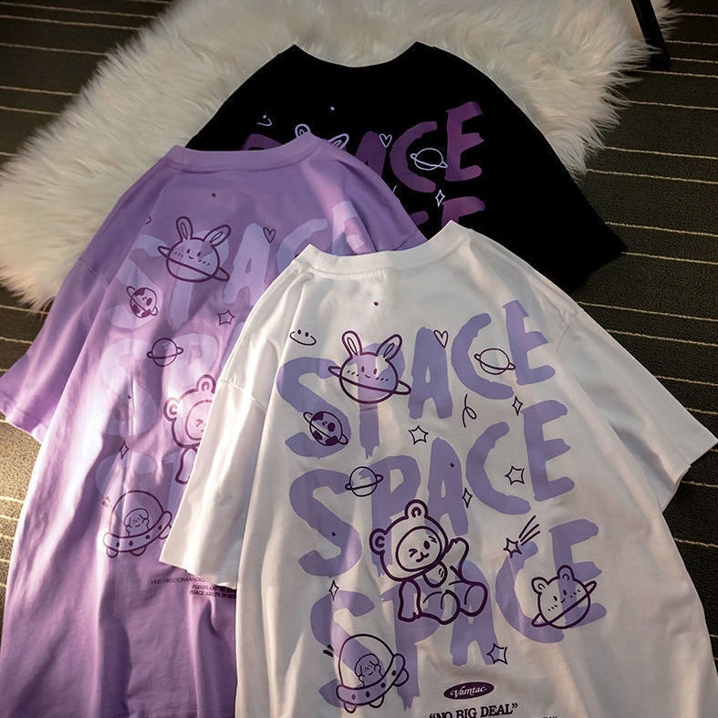 Áo thun COZOKC tay ngắn dáng rộng phong cách harajuku Nhật Bản dễ phối đồ thời trang