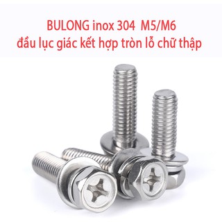 [SIÊU RẺ] BULONG inox 304  M5/M6 đầu lục giác kết hợp tròn lỗ chữ thập