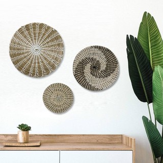 [Hàng xuất khẩu] Set 3 đĩa cói tự nhiên treo tường trang trí nhà, cửa hàng, quán cafe, nhà hàng