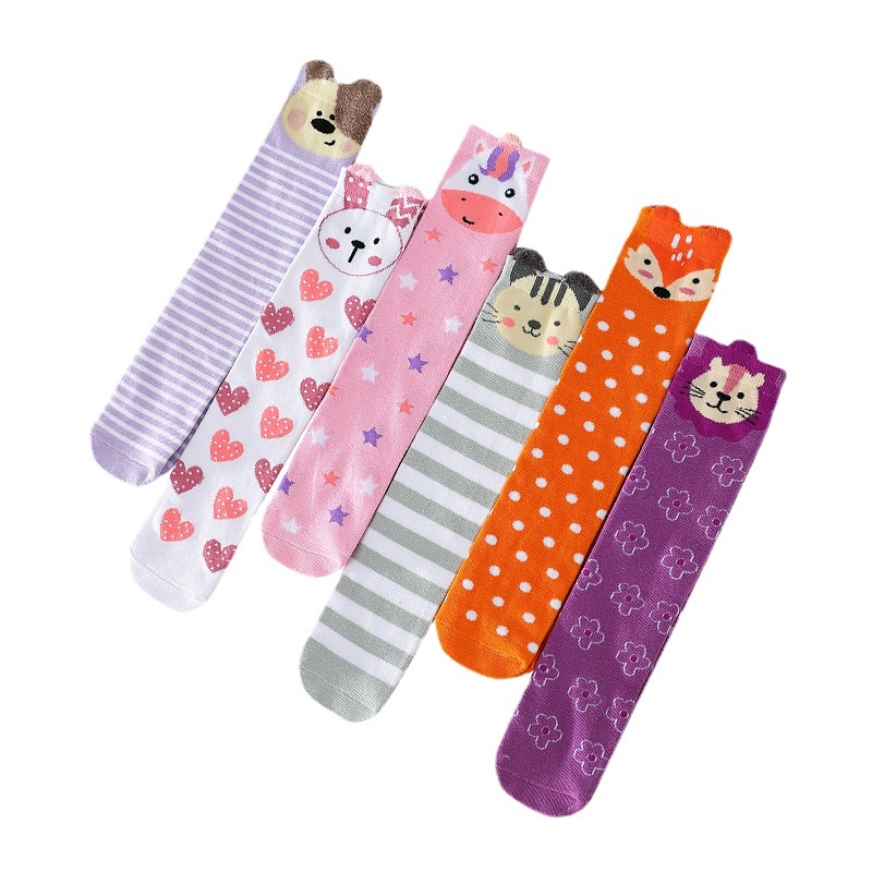 Vớ Cotton Cao Đến Đầu Gối In Họa Tiết Hoạt Hình Dễ Thương Cho Bé Gái 3-12 Tuổi