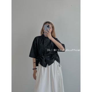 Áo sơ mi tay lửng dây rút