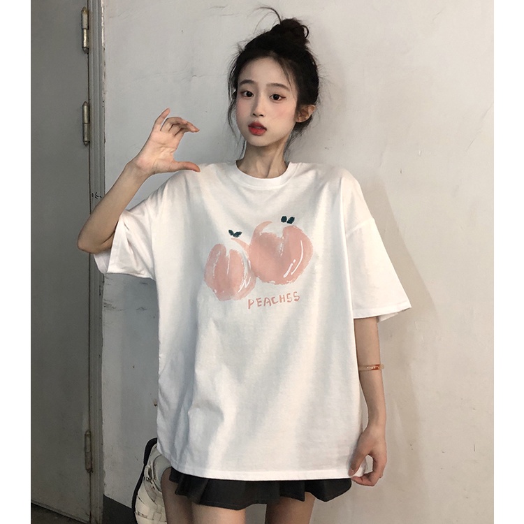 NRVP Áo thun nữ tay ngắn in hình phong cách Hàn Quốc thời trang mùa hè 2022