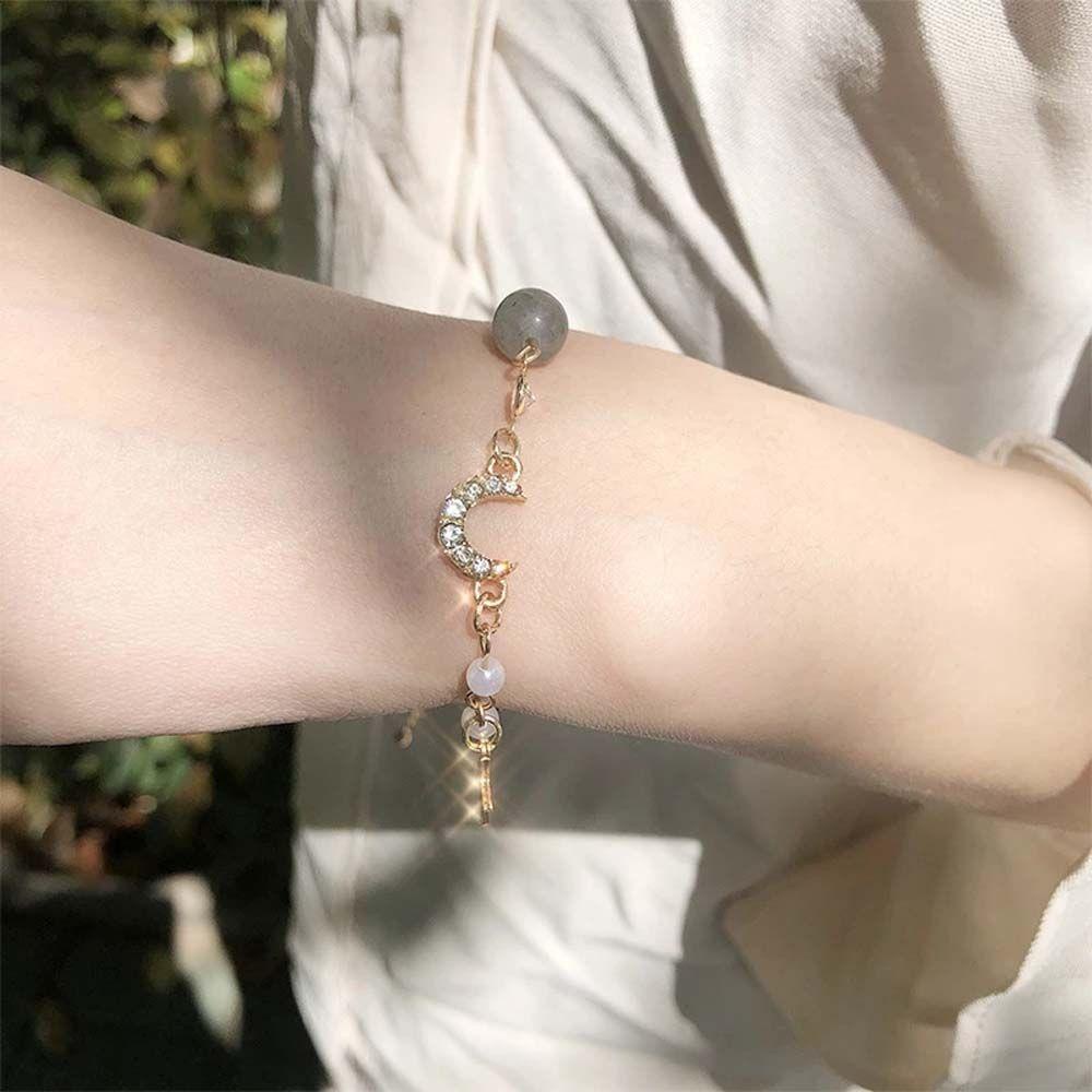 Vòng Đeo Tay Họa Tiết Mặt Trăng Ngôi Sao Phong Cách Hàn Quốc Thời Trang Cho Nữ|Vòng Tay Tình Bạn Đính Đá Zircon Nhiều Màu