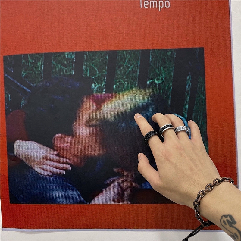 Nhẫn thép titan phối dây xích xoay được phong cách harajuku cá tính dành cho nam và nữ 22777