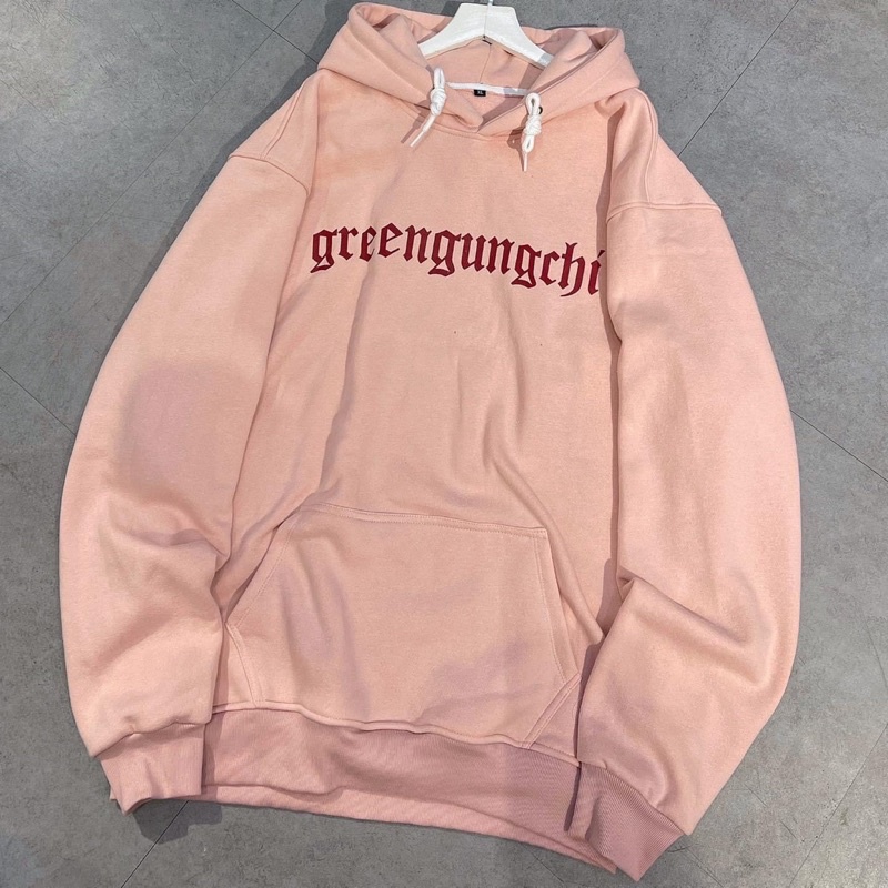 [sẵn] Áo Hoodie Hồng Chữ GREEN pqk [ nam nữ mặc ] | BigBuy360 - bigbuy360.vn