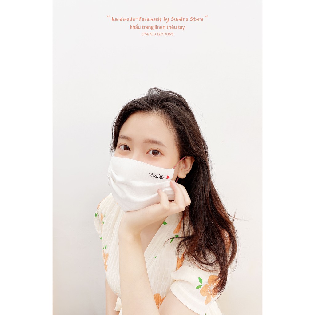Khẩu trang linen thêu tay limited | BigBuy360 - bigbuy360.vn
