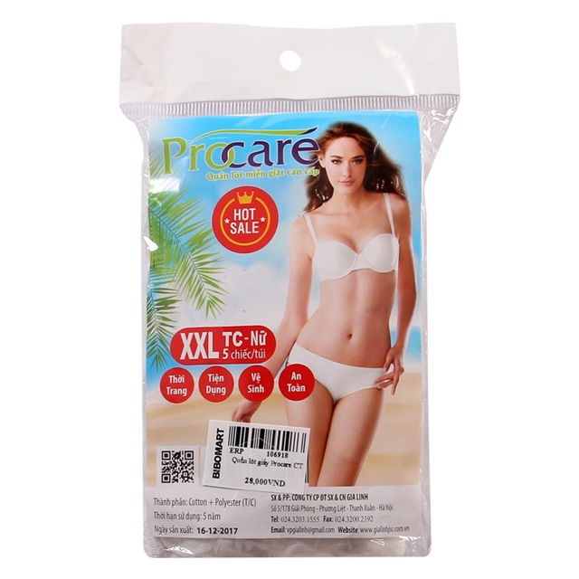 Quần lót cotton giấy cao cấp Procare gói 5 chiếc