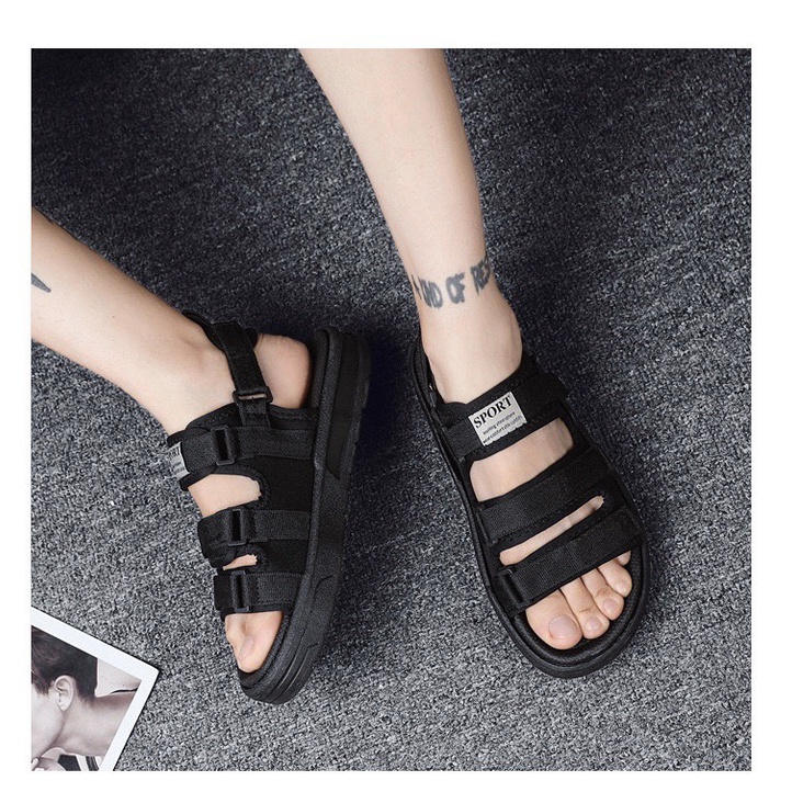 Dép sandal nữ và nam đi học 3 quai Trơn Sport đơn giản dễ đi