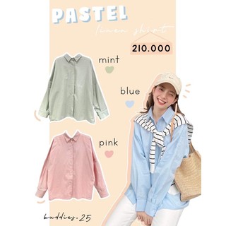 Áo sơ mi tay dài linen pastel