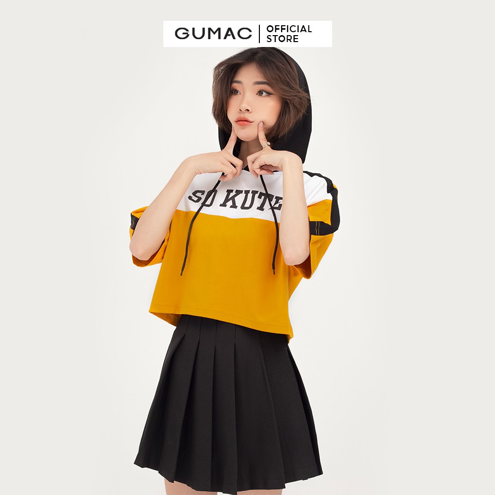 Áo thun nữ phối nón GUMAC phối màu cá tính, phong cách unisex năng động ATB460 | BigBuy360 - bigbuy360.vn